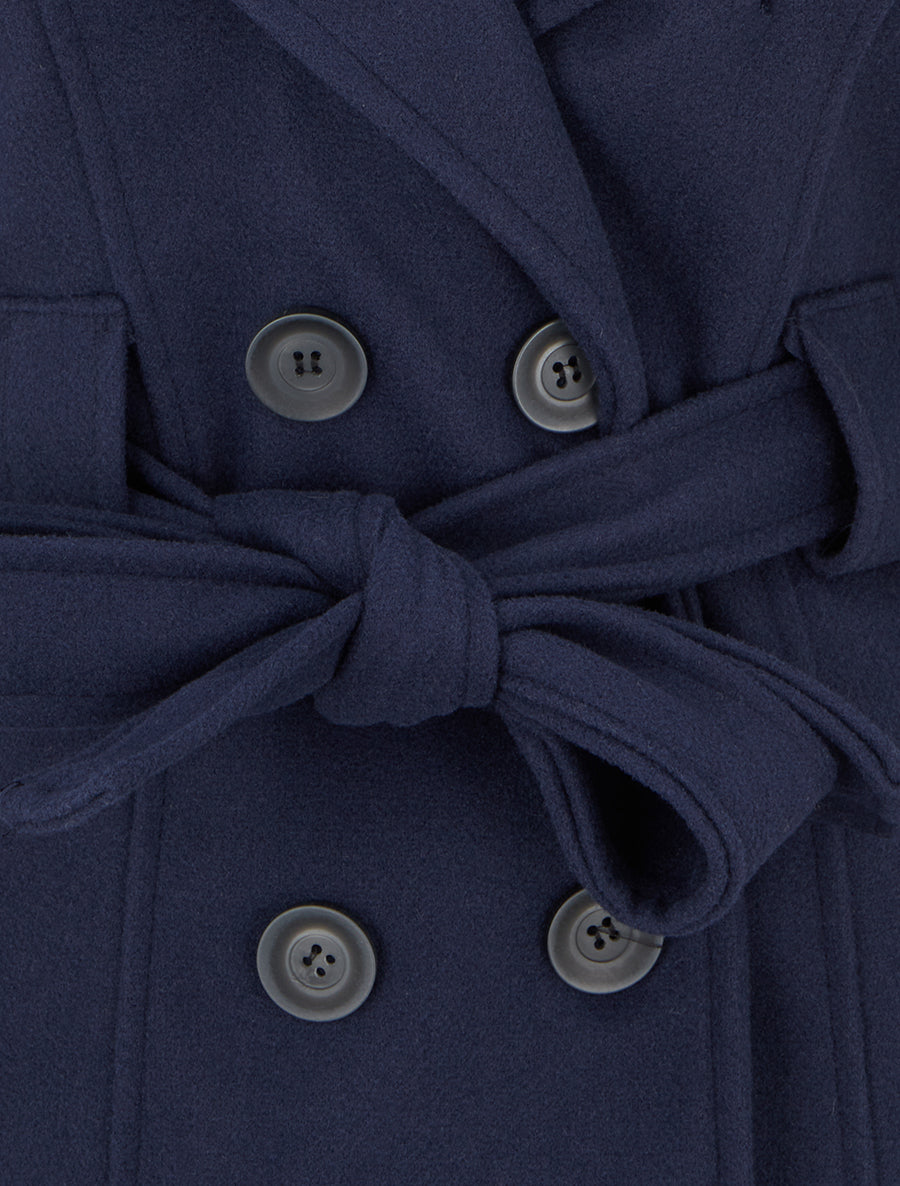 Manteau uni à capuche imprimée amovible - Marine - 3