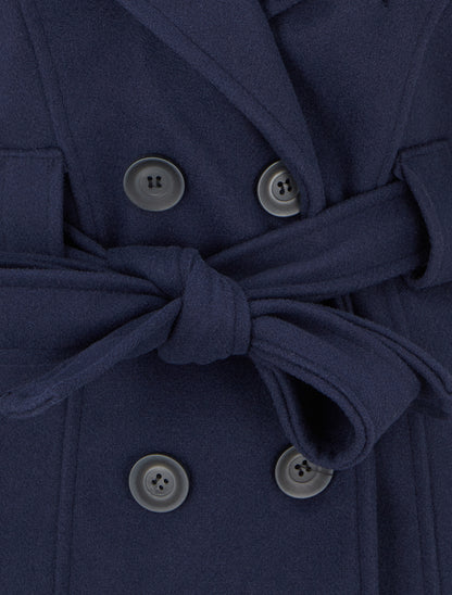 Manteau uni à capuche imprimée amovible - Marine - 3