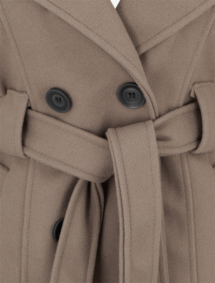 Manteau uni à capuche imprimée amovible - Taupe - 3