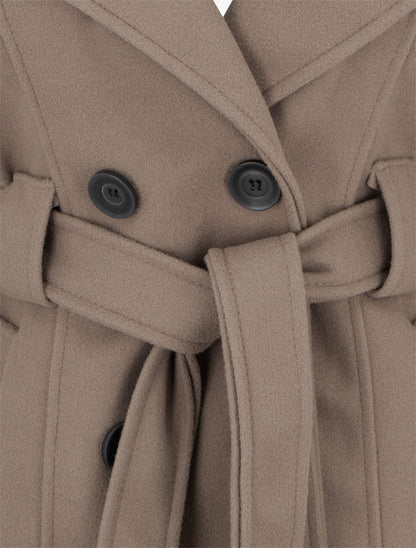 Manteau uni à capuche imprimée amovible - Taupe - 3