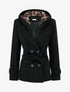 Manteau uni à capuche imprimée amovible - Noir - 1