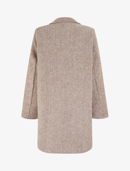 Manteau boutonné imprimé chevron - Camel - 2