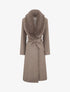 Manteau à col en fourrure synthétique amovible - Taupe - 1