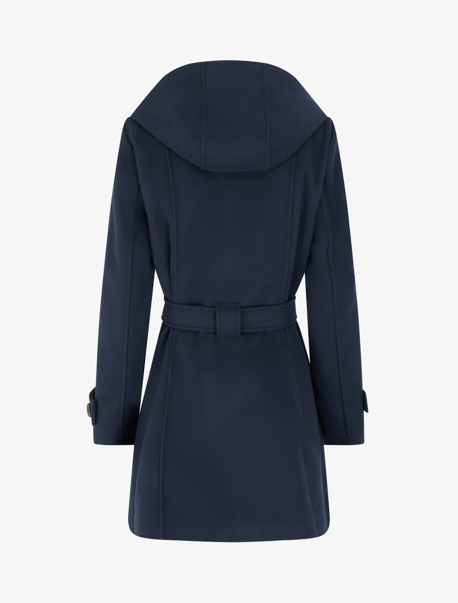 Manteau droit à capuche amovible - Marine - 2