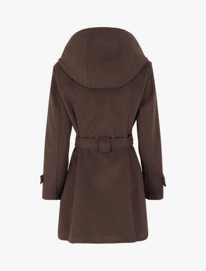 Manteau droit à capuche amovible - Marron - 2
