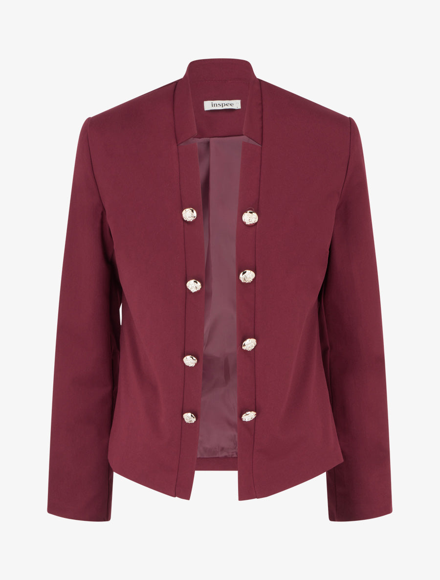 Veste droite ouverte style officier - Lie de vin - 1