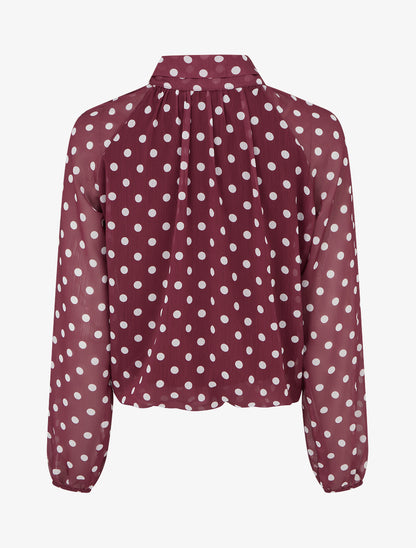 Blouse en voile imprimé à pois - Bordeaux - 2