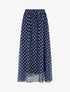 Jupe longue élastiquée à pois - Marine - 1