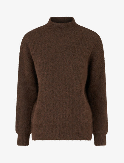 Pull en maille duveteux - Marron - 1