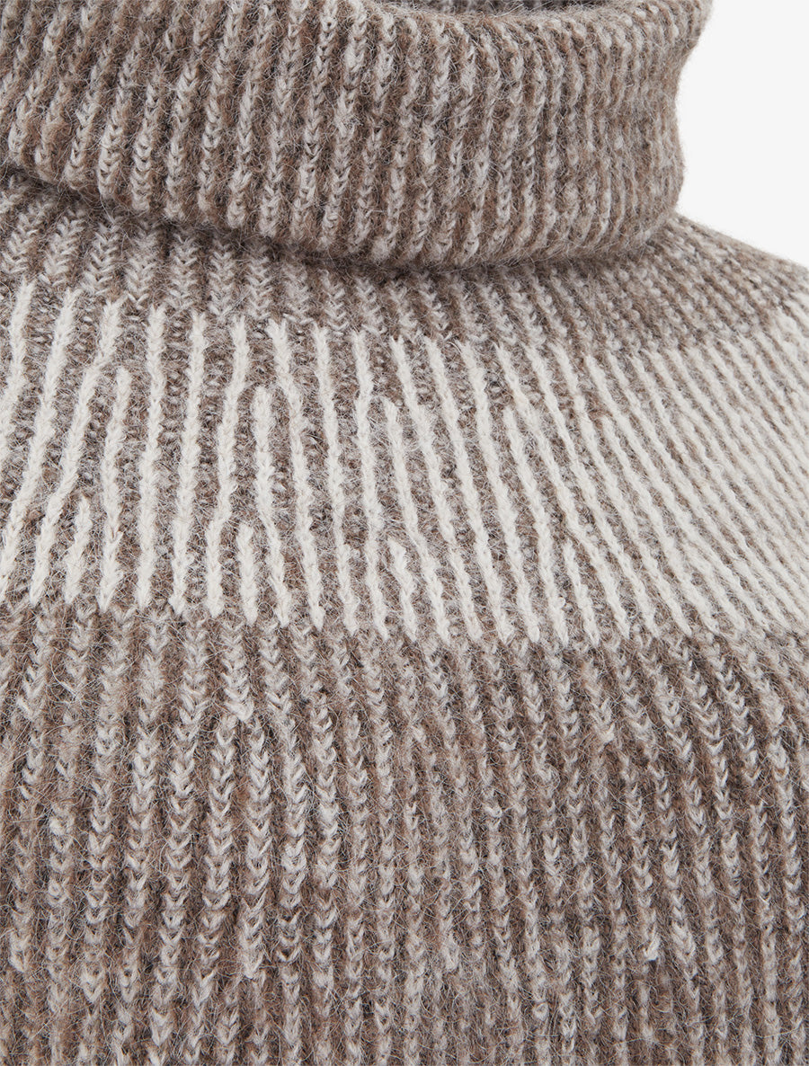 Pull en maille à col roulé - Beige - 3