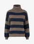 Pull rayé à col roulé - Marine/taupe - 1