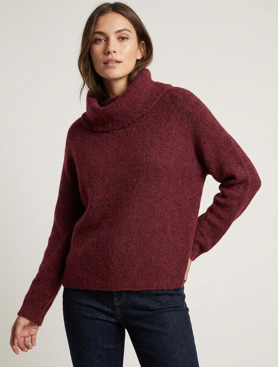 Rollkragenpullover aus Wollmischung - Bordeaux