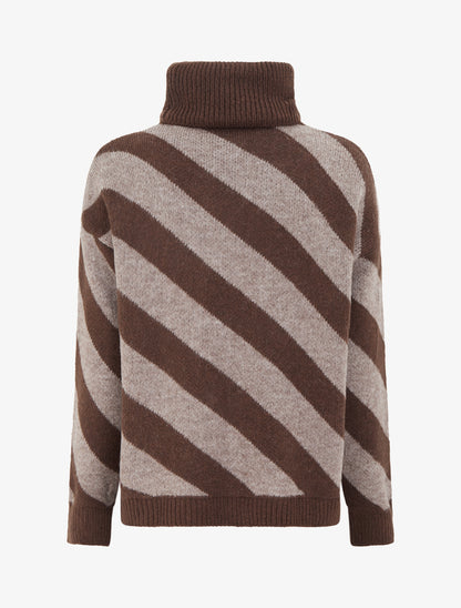 Pull à rayures diagonales - Taupe - 2