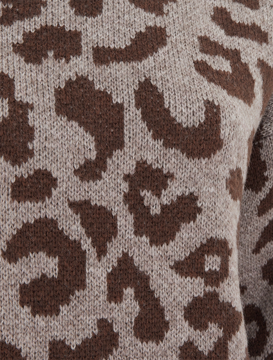 Pull léopard à col montant - Taupe - 3