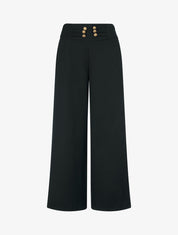 Pantalon élastiqué à boutons décoratifs - Noir - 1
