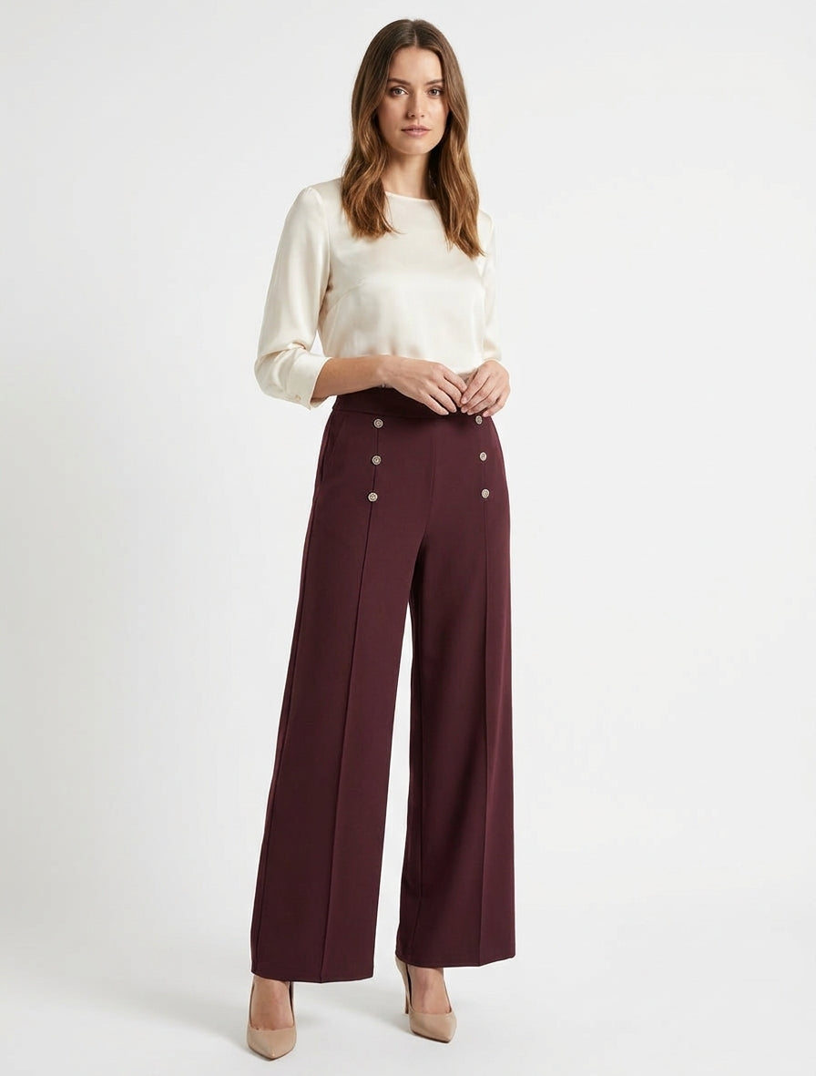 Gerade geschnittene Matrosenhose - Weinrot