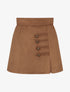 Jupe-short en suédine à boutons décoratifs - Camel - 1
