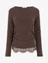 Pull côtelé bas dentelle et côtés froncés - Marron - 1