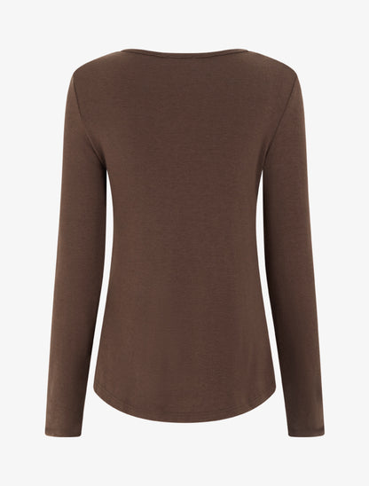 Pull fin à empiècement bijou - Marron - 2