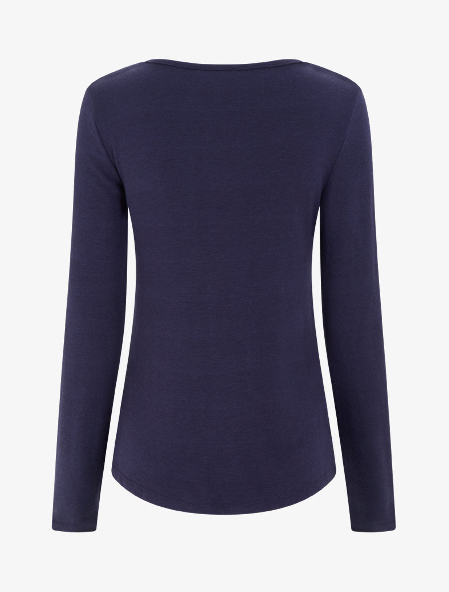 Pull fin à empiècement bijou - Marine - 2
