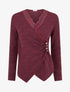 Pull fin à col V en dentelle - Lie de vin - 1