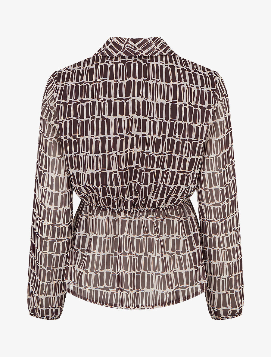 Blouse imprimée à col cache-coeur - Marron - 2