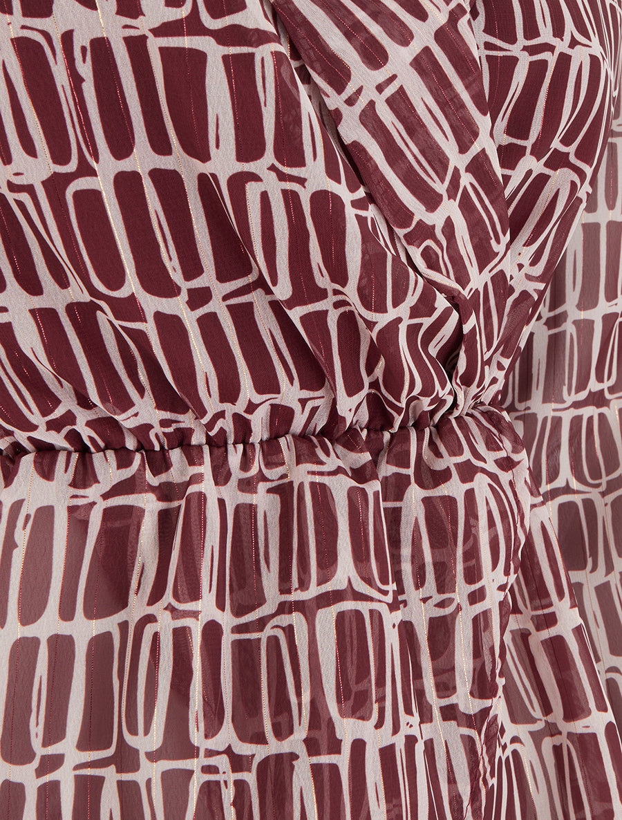Blouse imprimée à col cache-coeur - Bordeaux - 3