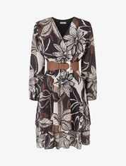 Robe à basque imprimé fleuri - Noir - 5