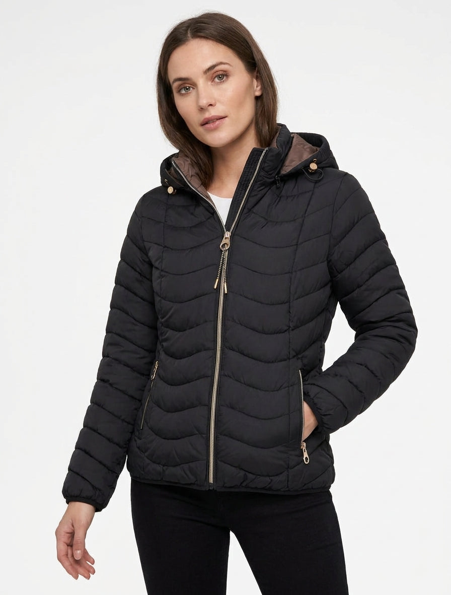 Taillierte gesteppte Daunenjacke - Schwarz