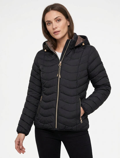 Taillierte gesteppte Daunenjacke - Schwarz