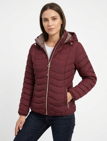 Taillierte gesteppte Daunenjacke - Bordeaux