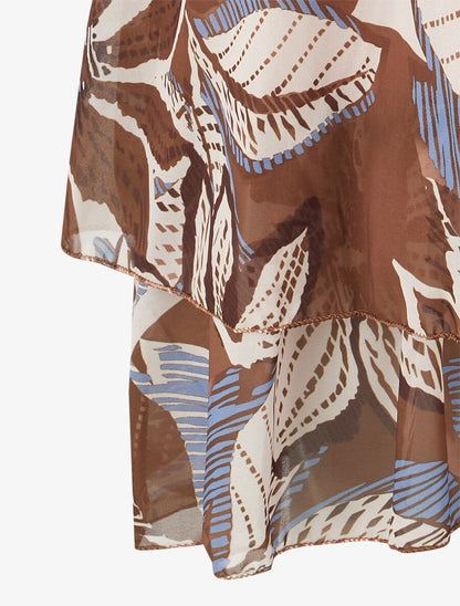 Robe à basque imprimé fleuri - Marron - 3