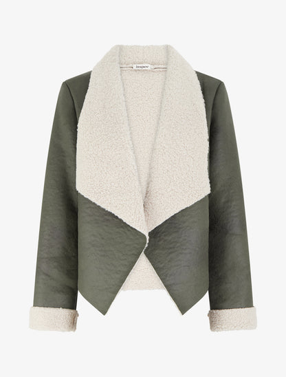 Blouson aviateur à col châle moumoute - Kaki - 1