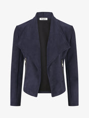 Veste en suédine à pans asymétriques - Marine - 1