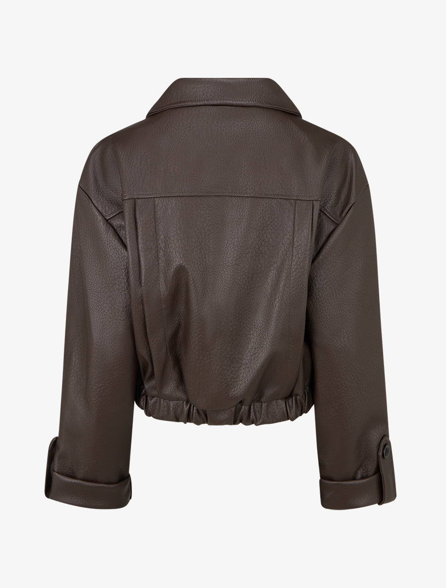 Blouson court en simili - Marron - 2