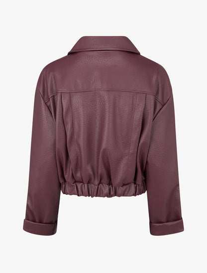 Blouson court en simili - Lie de vin - 2