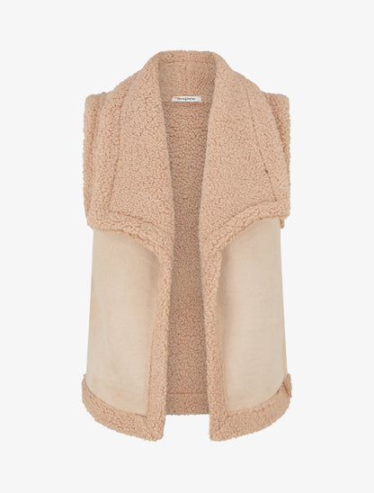 Blouson sans manches effet peau de mouton - Beige - 1
