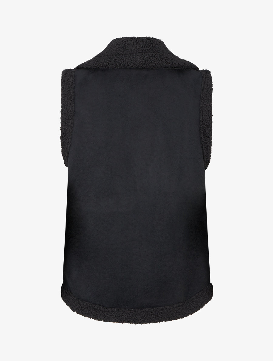 Blouson sans manches effet peau de mouton - Noir - 2