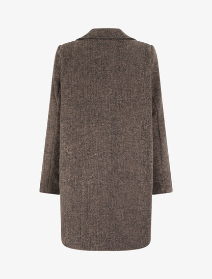 Manteau boutonné imprimé chevron - Marron - 2