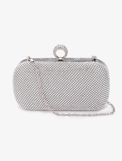 Minaudière à bords arrondis et strass - Argent - 3