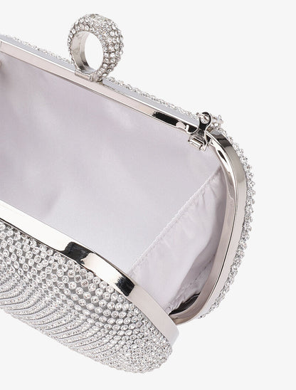 Minaudière à bords arrondis et strass - Argent - 4