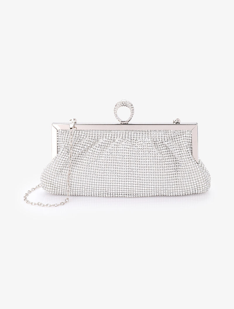 Pochette style bourse à strass et fermoir bague - Argent - 1