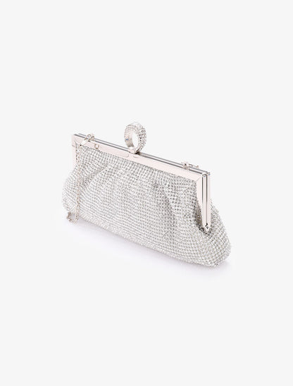 Pochette style bourse à strass et fermoir bague - Argent - 2