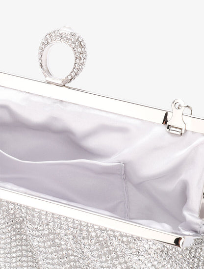 Pochette style bourse à strass et fermoir bague - Argent - 4