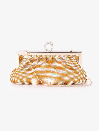 Pochette style bourse à strass et fermoir bague - Or - 3