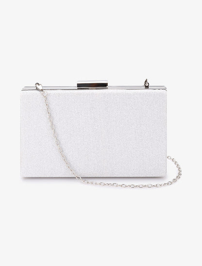 Minaudière rectangulaire à paillettes et fermoir bague - Argent - 3