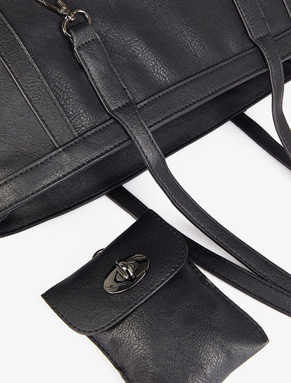 Sac cabas à pochette Melinda - Noir - 4