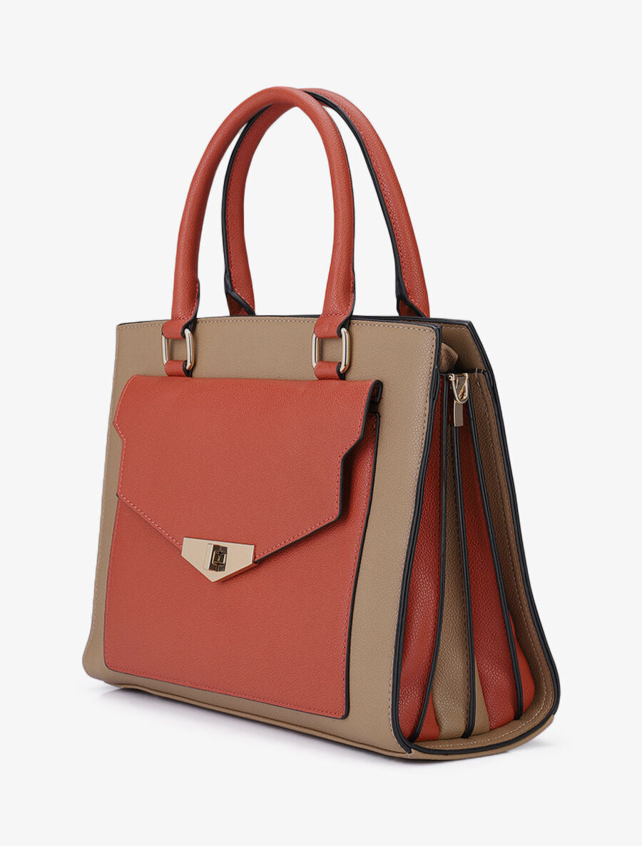 Sac à main Agathe - Taupe/orange - 2