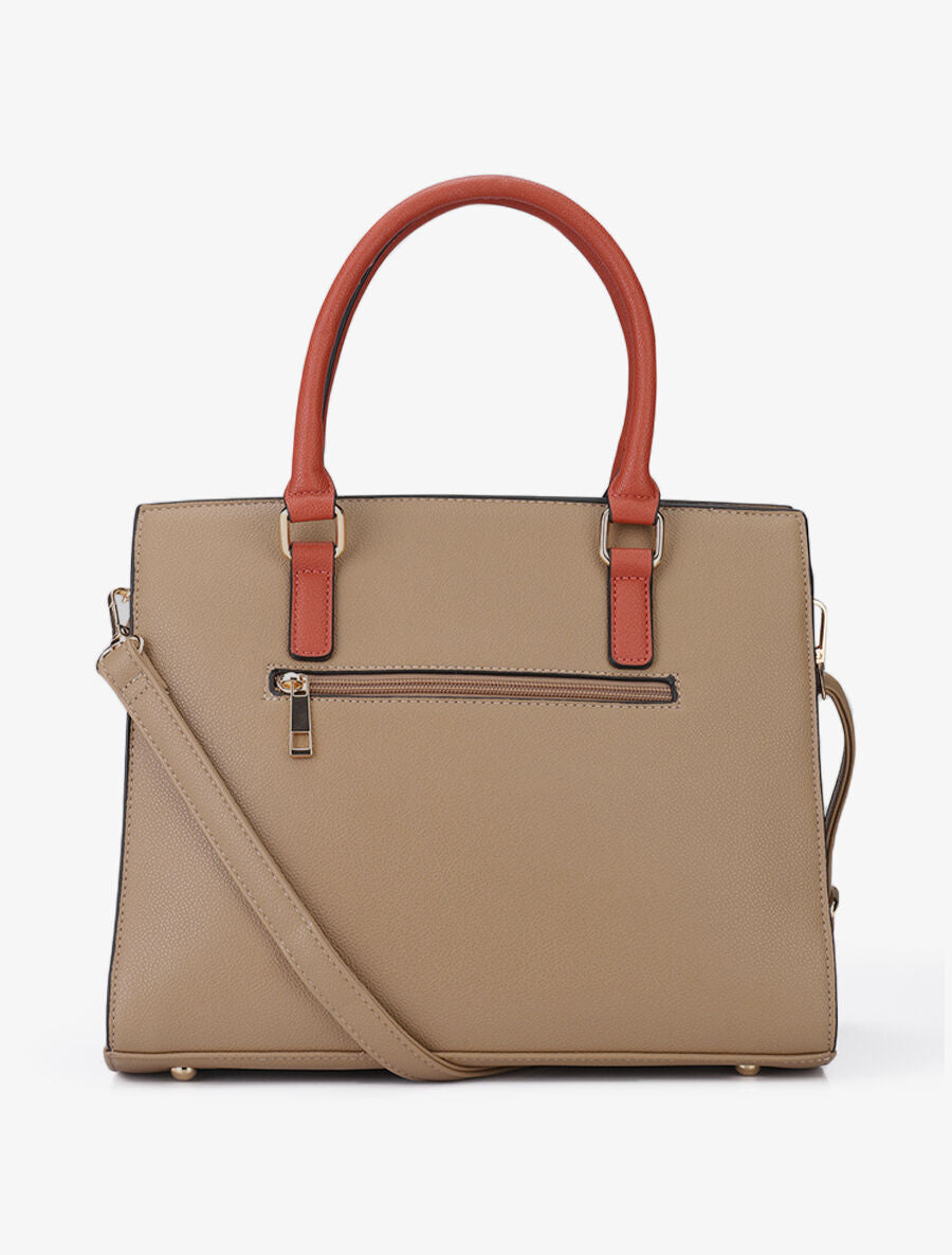 Sac à main Agathe - Taupe/orange - 3