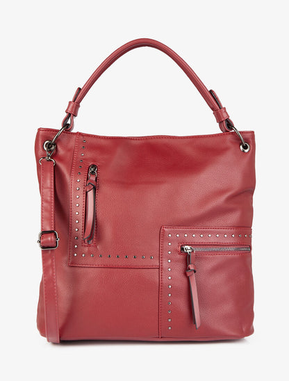 Sac cabas clouté Katia - Rouge - 1